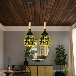 KINIS Black & Yellow Aluminium Abstract Shaped Ceiling Lamp-19