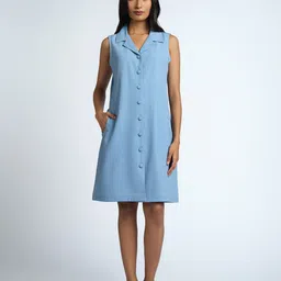 AND Women Shirt Collar Knee Length Shirt Dress-image-42