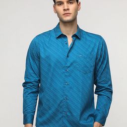 Crocodile Men Comfort Spread Collar Conversational Printed Cotton Casual Shirt-image-106
