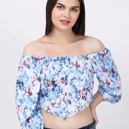 SZN Floral Print Off-Shoulder Bardot Crop Top-picture-32