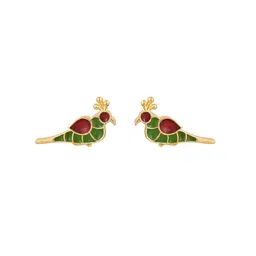 House of Pataudi Men Gold-Plated Bird Shape Cufflinks-image-84