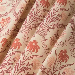 Fabindia Pink & Beige Ethnic Motifs Cotton 120 TC King Bedsheet with 2 Pillow Covers-picture-0