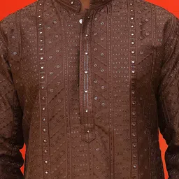 Jompers Men Embroidered Regular Mirror Work Kurta with Pyjamas image 4