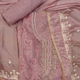 SHADOW & SAINING Floral Embroidered Sequinned Unstitched Dress Material-image-27