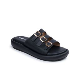 Shezone Women Textured Open Toe Flats with Buckles-picture-30