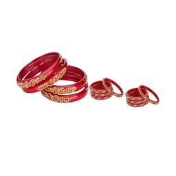 SOMIL Set Of 12 Red Alloy Artificial Stones and Beads Antique Bangles-image-96