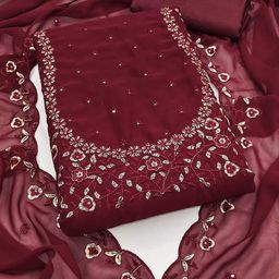 KALINI Embroidered Silk Georgette Unstitched Dress Material-image-79