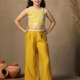 BAESD Girls Embroidered Shoulder Straps Top with Palazzos-picture-34