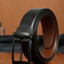 Teakwood Leathers Men Textured Leather Reversible Formal Belt-picture-11