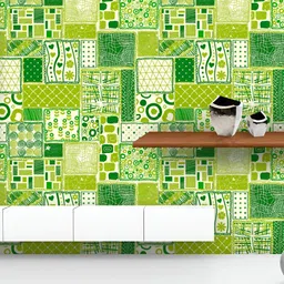 ArtzFolio Green & White Abstract Printed UV Resistant Wallpaper-13