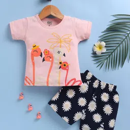 Toonyport Girls Printed Round Neck Pure Cotton Top With Shorts-picture-48
