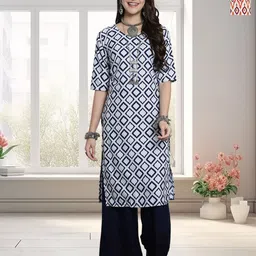 HERE&NOW Women Pack Of 2 Geometric Printed Crepe Kurta-image-88