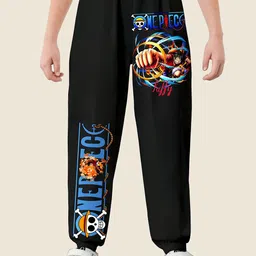 MODARUE Boys Luffy Anime Printed Cotton Jogger Trousers-image-72