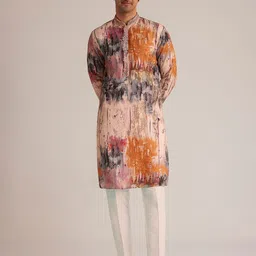 KALKI Fashion Abstract Printed Mirror Work Mandarin Collar Straight Kurta With Trousers-picture-44