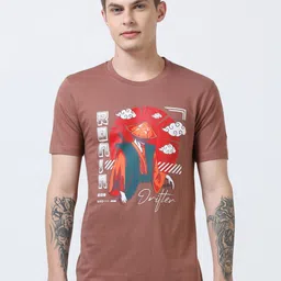 Quco Men Graphic Printed Biowashed Round Neck Cotton Tshirt-picture-1