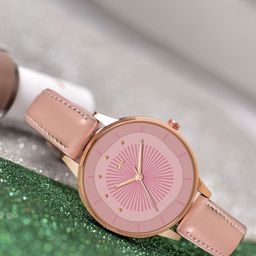 VIRAKTI Women Brass Dial & Leather Straps Analogue Watch H-01-PINK.-image-85