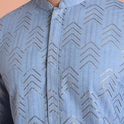 KISAH Men Ombre Embroidered Regular Sequinned Kurta with Trousers image 2