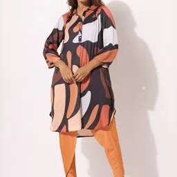 AARAAS Floral Printed Shirt Collar Pure Silk Tunic & Palazzos-picture-45