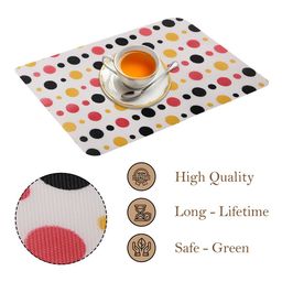 Kuber Industries 6-Pcs White & Red Polka Dot Printed Anti-Slip Dining Table Placemats image 2