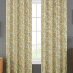 UrbanArts Gold-Toned & Beige 2 Pieces Abstract Room Darkening Long Door Curtains-picture-22