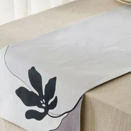 Home Centre Drake Monochrome Grey & Black Printed Cotton Reversible Table Runner-28