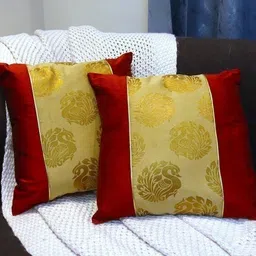 HOME9INE Red And Yellow 2 Pieces Abstract Printed Square Cushion Covers-49