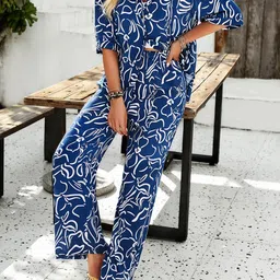 JC Mode Printed Shirt Collar Neck Shirt With Trousers Co-Ords-image-26