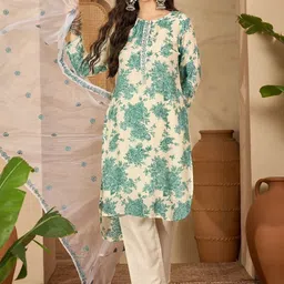 Sangria Women Floral Printed Regular Kurta with Trousers & With Dupatta-picture-33