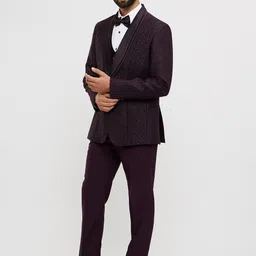 Twamev Men Embroidered Double Breasted 5-Piece Suits-image-14