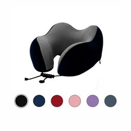 BILLEBON Black Memory Foam Filled Polycotton Breathable Travel Pillow-2
