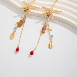 StyleCast x Revolte Gold Plated Artificial Studded And Beaded Contemporary Drop Earrings-17