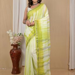 DipDiya Bandhani Pure Cotton Handloom Taant Saree-image-28