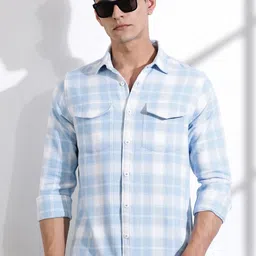 Thomas Scott Men Premium Windowpane Checks Opaque Checked Casual Shirt-image-73