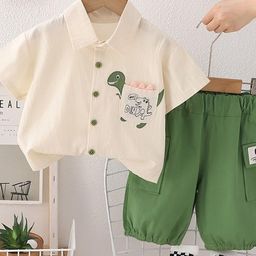LULU & SKY Boys Pure Cotton Printed Shirt With Shorts-image-18