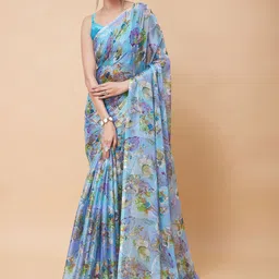 Garden Vareli Daily Floral Printed Pure Chiffon Saree-picture-35