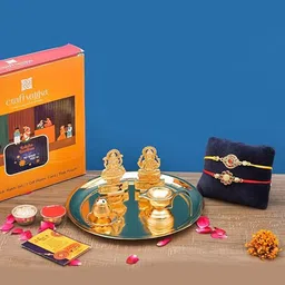 CraftVatika 5-Pcs Rakhi With Pooja Thali &GreetingCardWithTilak-34