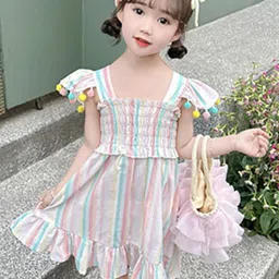 LULU & SKY Striped Flutter Sleeve A-Line Dress-picture-21