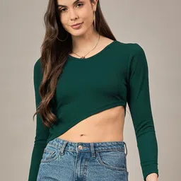 R.Code by The Roadster Life Co. Women Round Neck Crop Top-image-90