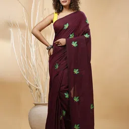 SLAGHA Ethnic Motifs Embroidered Taant Saree-picture-5