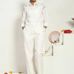 AKANYA Self-Designed Pure Cotton Shirt Collar Neck Shirt With Trousers Co-Ords-image-72