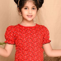Kids Cave Girls Printed Pockets T-shirt-image-82