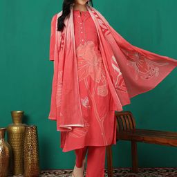 Sangria Printed Pure Cotton Straight Kurta With Trouser & Dupatta-47