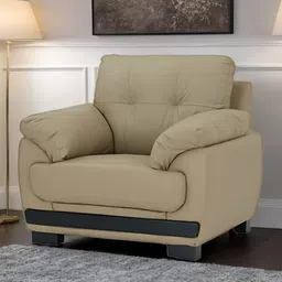 Royaloak Beige Tufted Single Seater Sofa With Cushion-58
