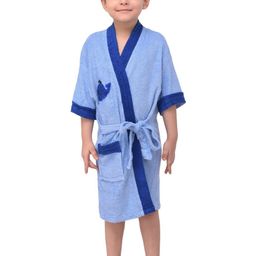COMFORTLOOMS Kids Blue Cotton Tie-Up Bath Robe-image-25