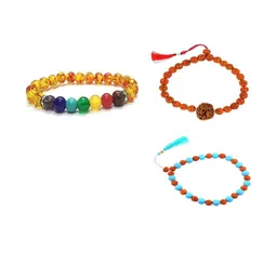 Divine souvenirs Unisex Set Of 3 Artificial Beaded Elasticated Bracelets-46