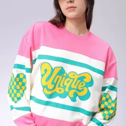 Freehand by The Indian Garage Co Women Colourblocked Longline Sweatshirt-picture-4