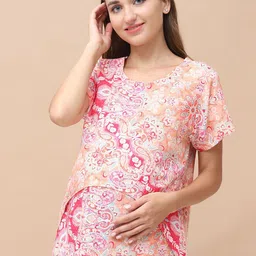 Secret Wish Women Printed Maternity Lounge T-shirt-image-55