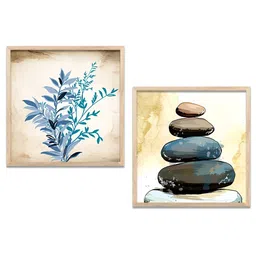 Kotart Brown & Blue 2 Pieces Wood Floral & Botanical Printed Wall Arts-picture-6