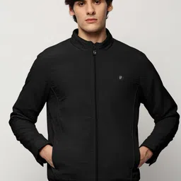 SHOWOFFFF Men Mock Collar Solid Windcheater Bomber Jacket-picture-18
