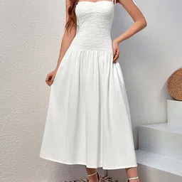 bebe Women Tie-Up Neck Fit and Flare Dress-picture-16